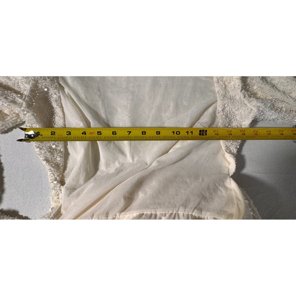 Oh Polly Ivory Long-Sleeve Beaded Maxi Dress - Picture 10 of 10